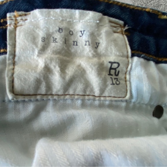 R13 Boy Skinny Mid Rise Dark Wash Jeans - 24 - Picture 12 of 13